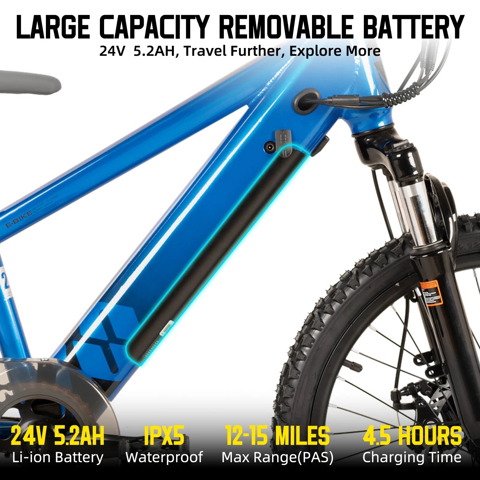Electric Bike for Kids Teens Ages 7+ with 250W Motor, 15 Miles 15MPH Electric Mountain Bicycle Safe Mini E bikes