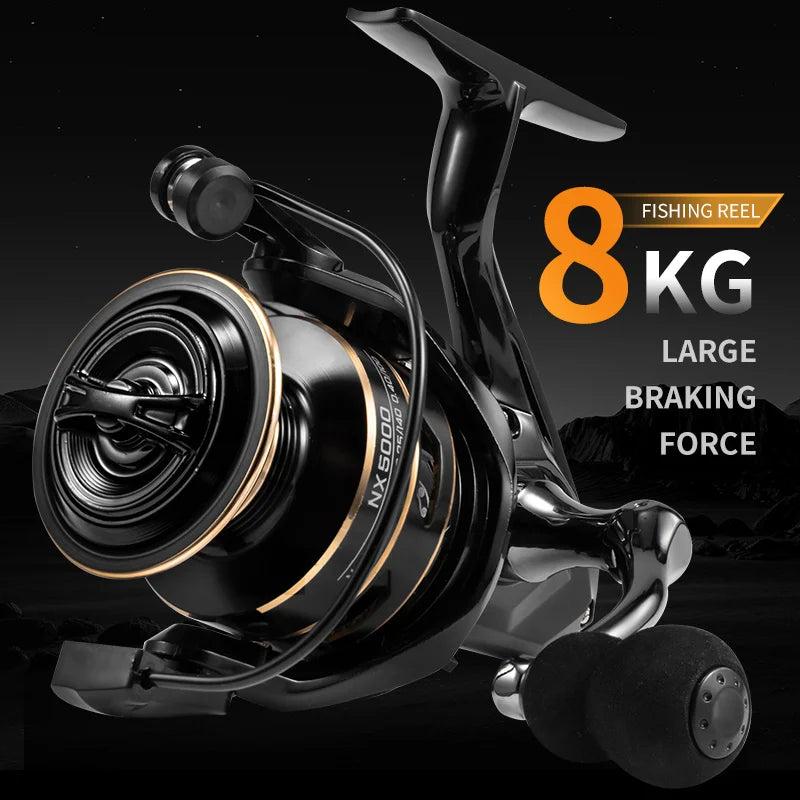 Fishing Reel, Spinning Reel Metal Cup, 10KG Max Drag Power, High Speed Spinning Wheel Adapts to Any Body of Water