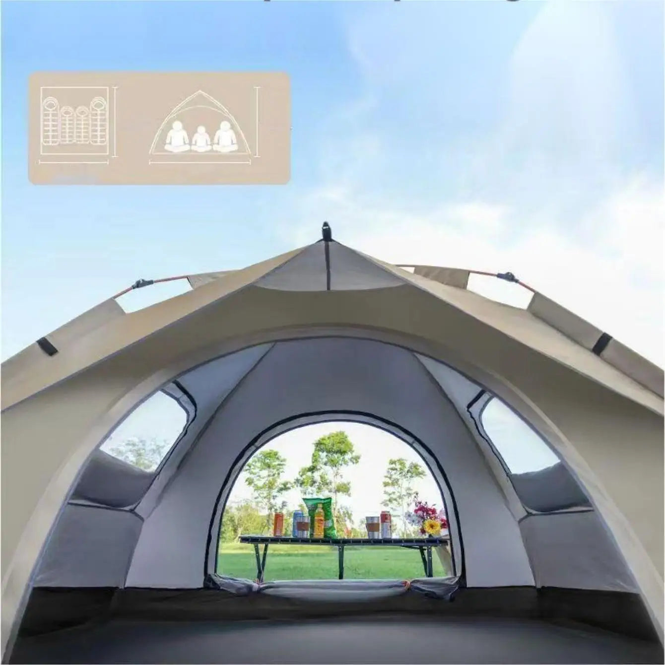 Camping Outdoor Tent With Two Doors And Two Windows