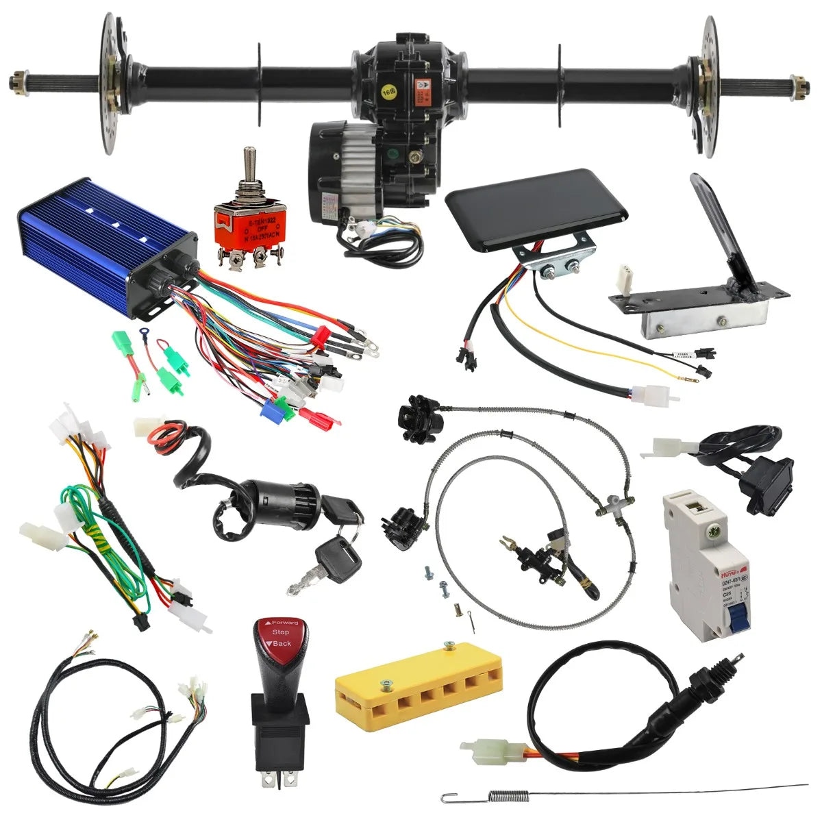 ATV UTV Go Kart Quad 40‘’ Rear Drive Axle +72V 1500W Electric Differential Motor.