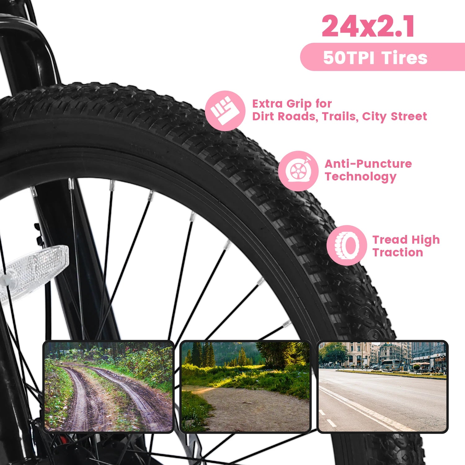 Mountain Bike 24-26 Inch Wheels, 21-Speed Disc Brake, Female Bicycles, 15" Steel Frame Front Fork Suspension