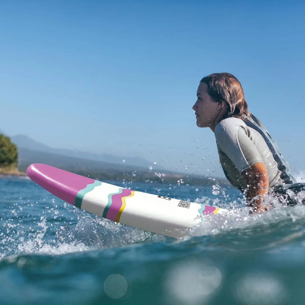 6’ FUNBOARD Surfboard Softboard Foam - Include (3) Fins 6’ Foot Leash and (2) Wood Stringers - Kids