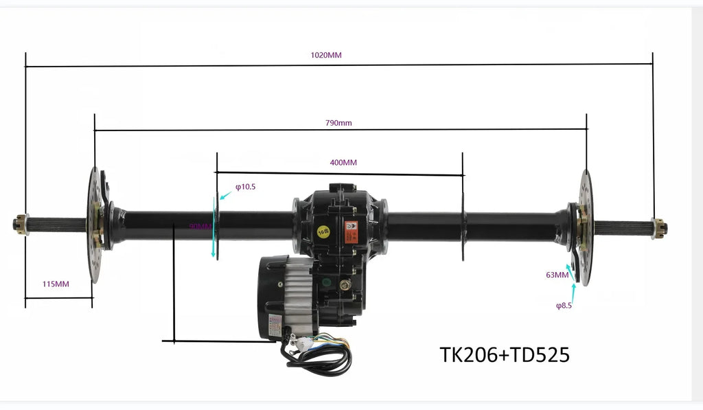 ATV UTV Go Kart Quad 40‘’ Rear Drive Axle +72V 1500W Electric Differential Motor.