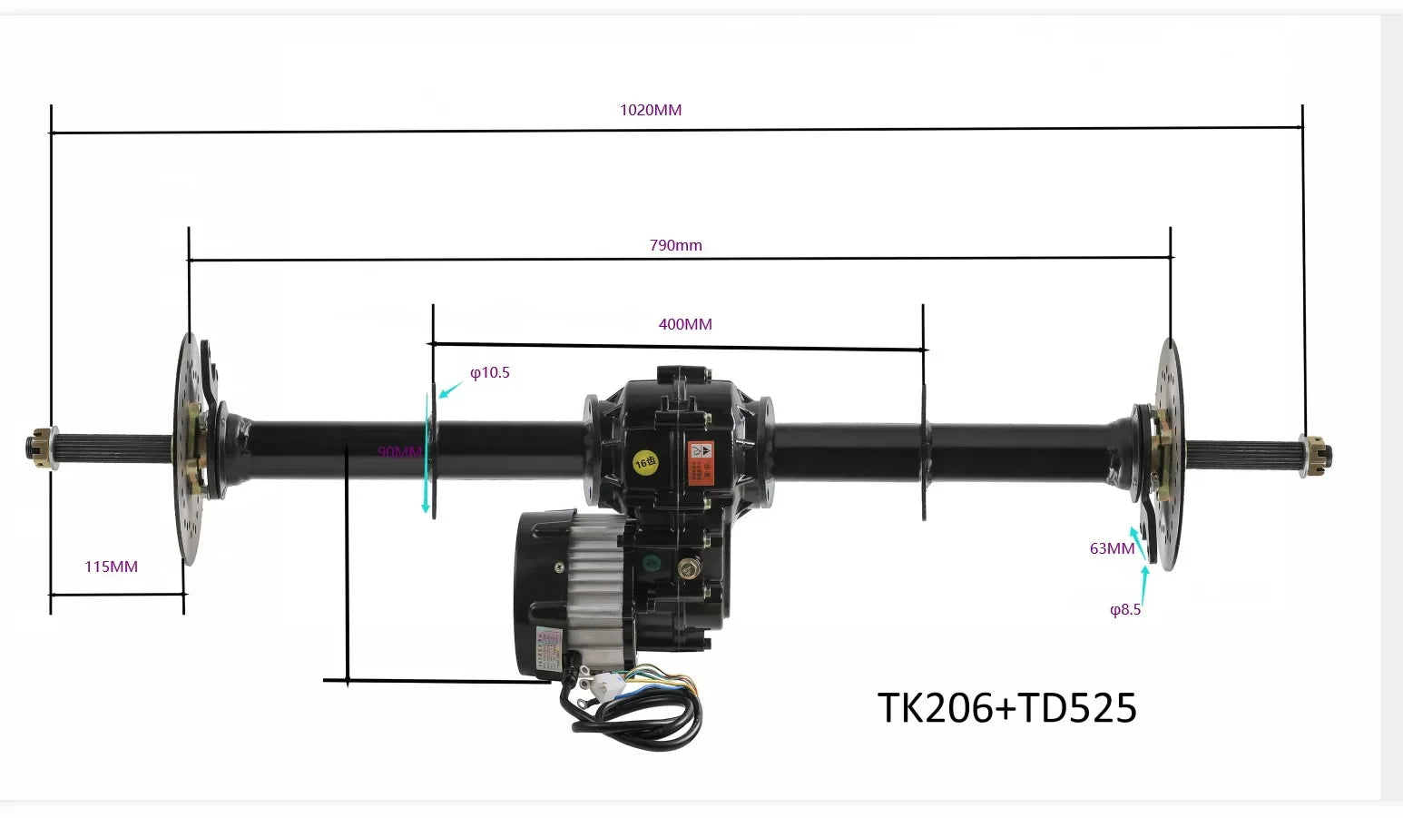 ATV UTV Go Kart Quad 40‘’ Rear Drive Axle +72V 1500W Electric Differential Motor.