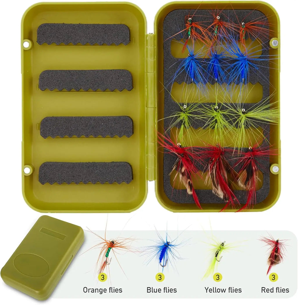Fly Fishing Rod/Reel Combo Starter Kit, Carbon Fiber 4-Piece Rod, Aluminum Reel, Flies, Line, Case - Lightweight Portable