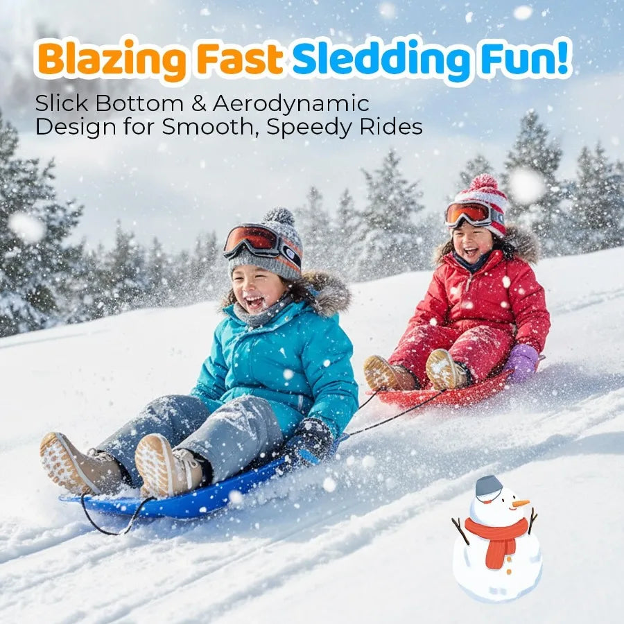 Snow Sled for 35 Cold-Resistant Anti-lateral Drift with Rope One Handle per Side Fast Stable Stackable Easy to Carry Toboggan S