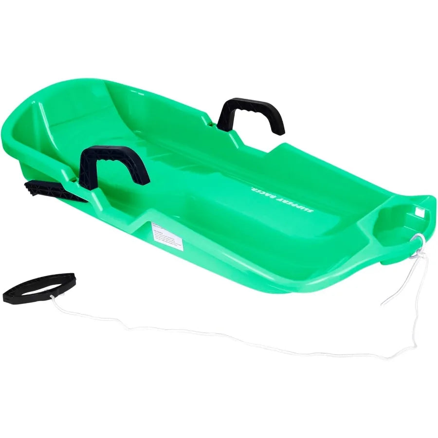 Flexible Toddler Plastic Snow Sled with Built-in Brake System and Pull Rope for Downhill Riding Blue