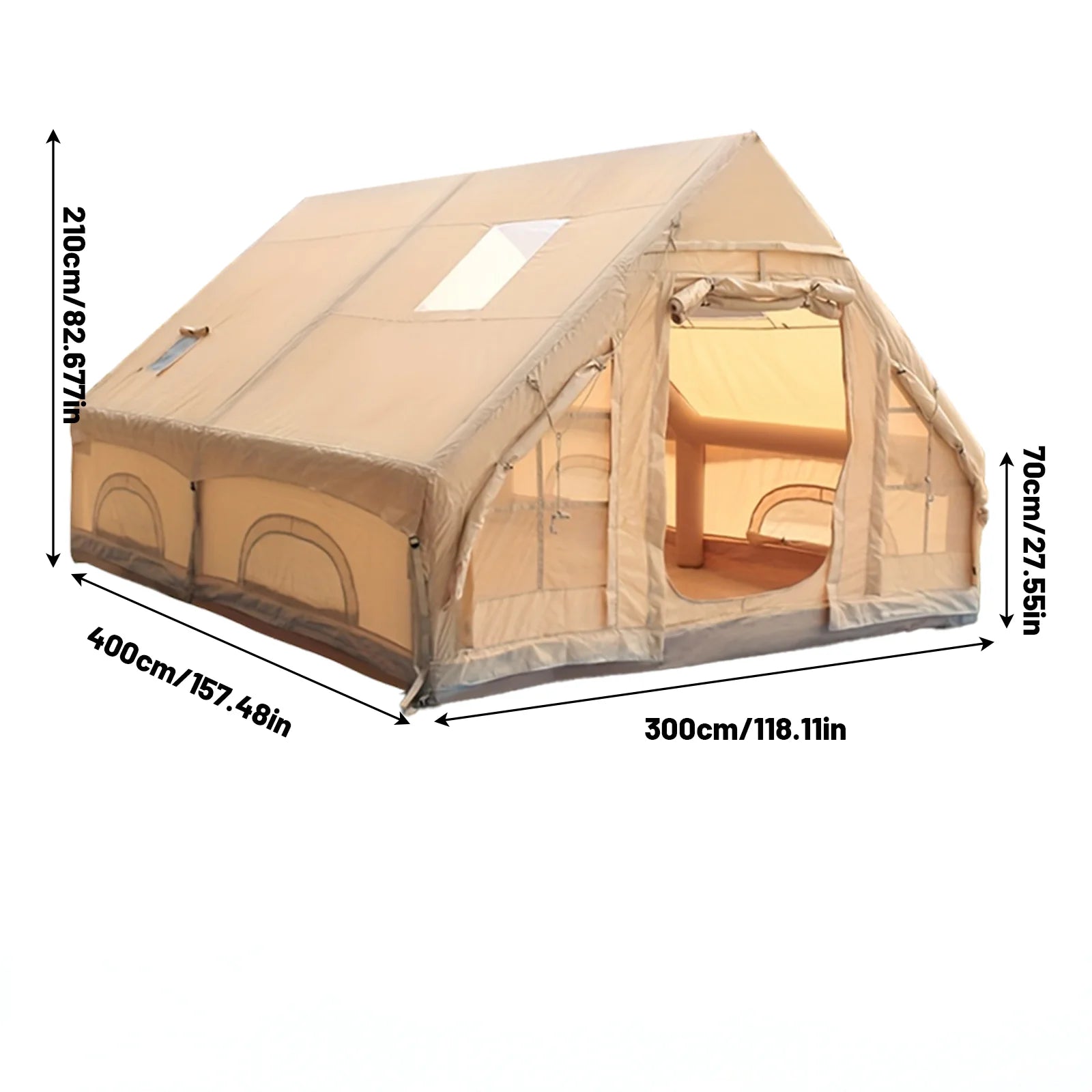 Large Inflatable Camping Tent w/Skylight, Mesh Design, Summer Glamping Tent