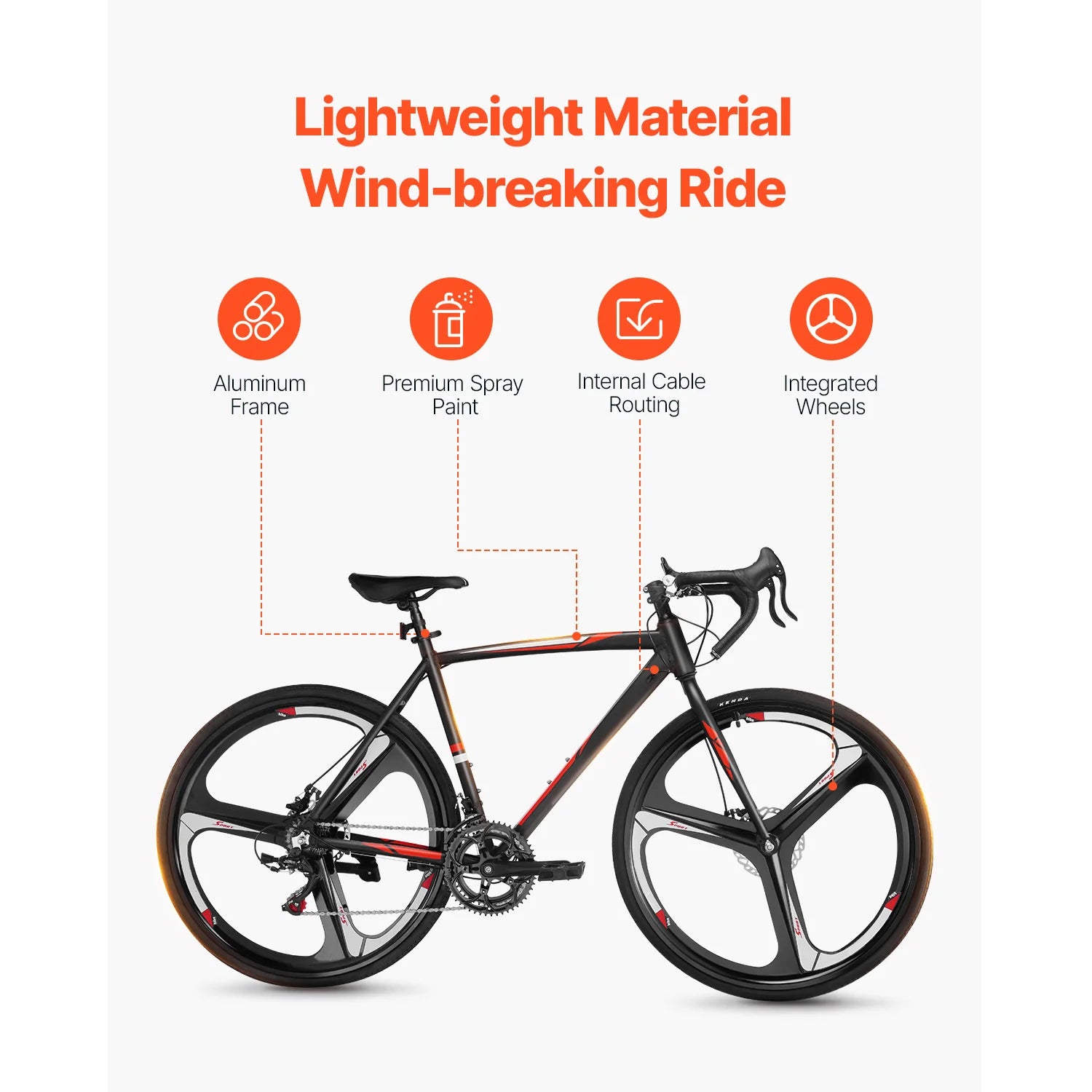 Road Bike 700C Wheels, Racing Bike 14 Speed Drivetrain, City Commuter Road Bicycle, Urban Adult Sport Bike w/Aluminum All