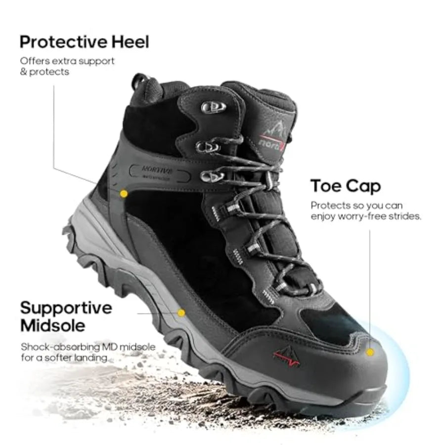 Men's Waterproof Hiking Boots, Outdoor Mid-Trekking Lightweight Mountaineering Shoes.