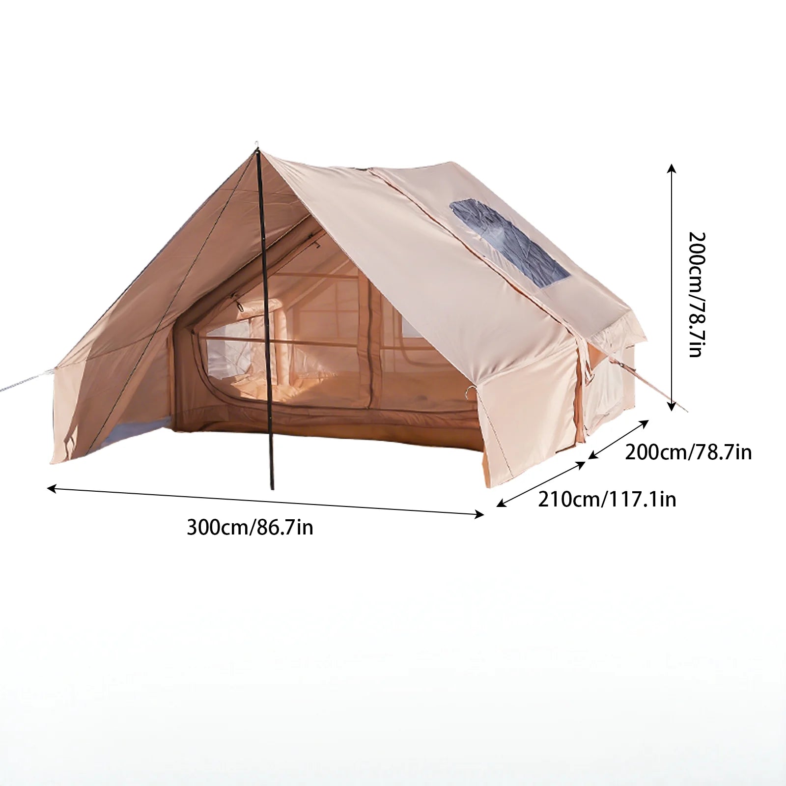 Large Inflatable Camping Tent w/Skylight, Mesh Design, Summer Glamping Tent