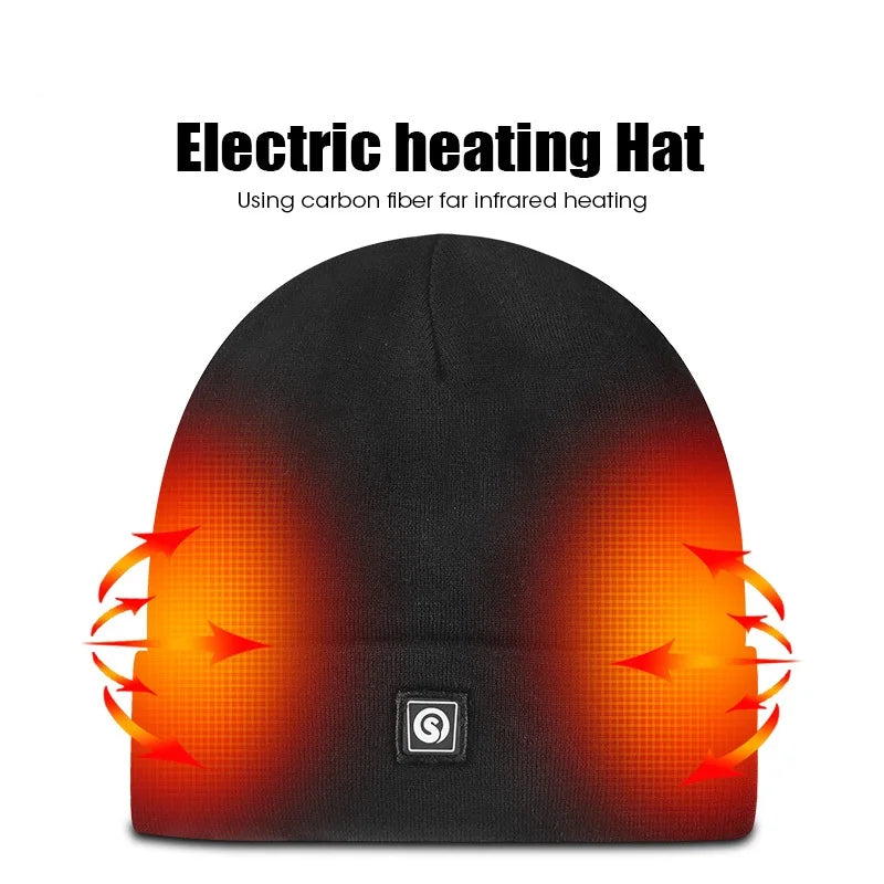 Rechargeable Heated Hat for Men Women, Cycling Caps, Electric Motorcycle Heating Cap, Snowboarding Accessories, Winter.