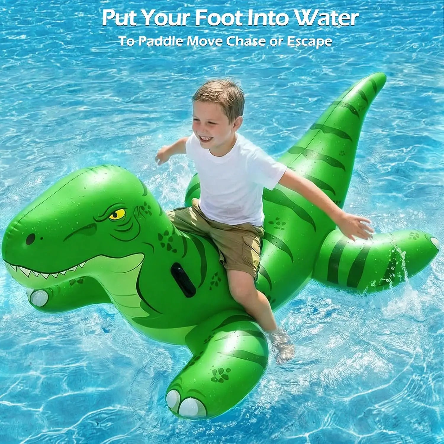 Pool Games Toys Floats -2Pack Inflatable Dinosaur Pool Floats with Blow Up Toy Hammers Ride on Pool Floaties for Kids,, Teens, Adults Lounge Raft, Summer Lake Beach Party Decorations.