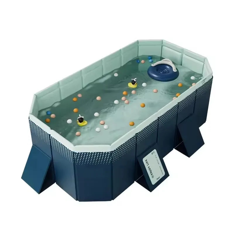 2.6/3m Foldable Large Rectangular Outdoor Family Swimming Pool, Non-Inflatable, Easy Set-up