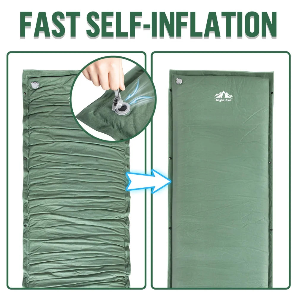 Self-Inflating Sleeping Pad: Camping Mattress Single Memory Foam for Hiking - Comfortable Camping Air Mat.