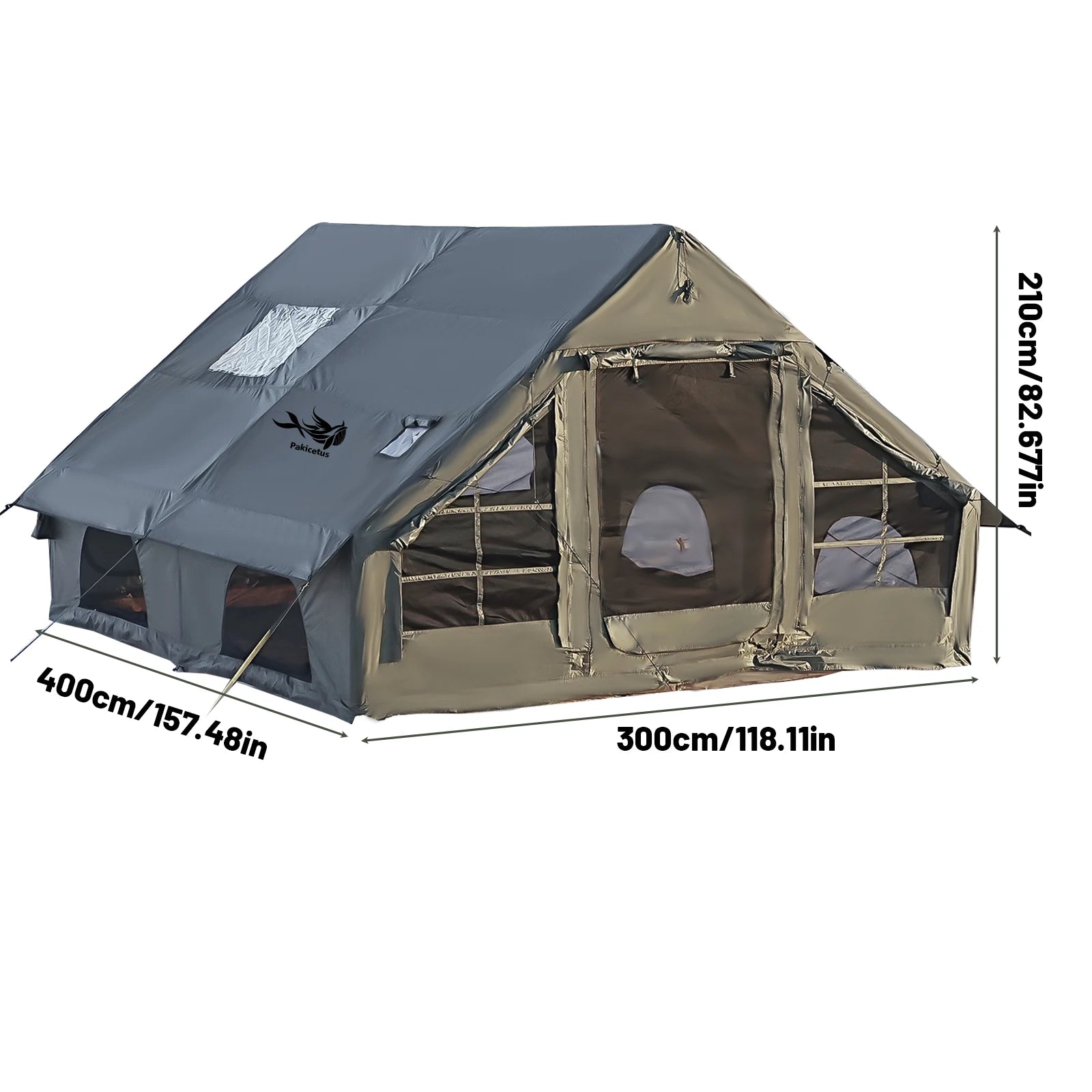 Large Inflatable Camping Tent w/Skylight, Mesh Design, Summer Glamping Tent