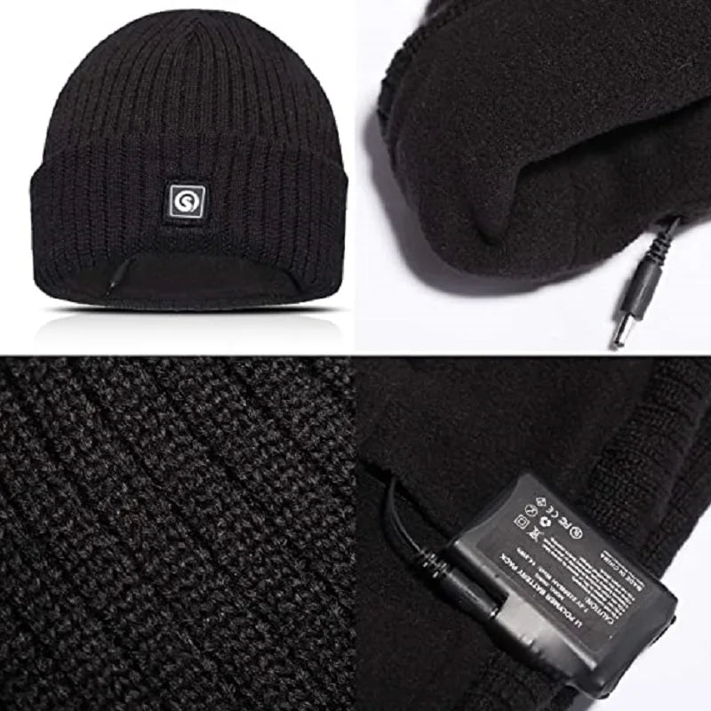 Rechargeable Heated Hat for Men Women, Cycling Caps, Electric Motorcycle Heating Cap, Snowboarding Accessories, Winter.