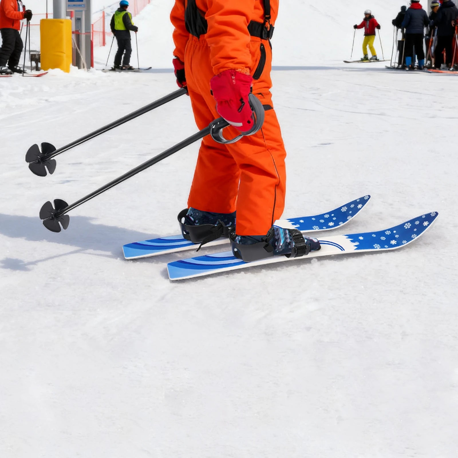Kid Ski Boards with Ski Poles Children Ski Set Primary Double Snowblade Winter Outdoor Kid Beginner Snow Skis for 2-8 Years Old
