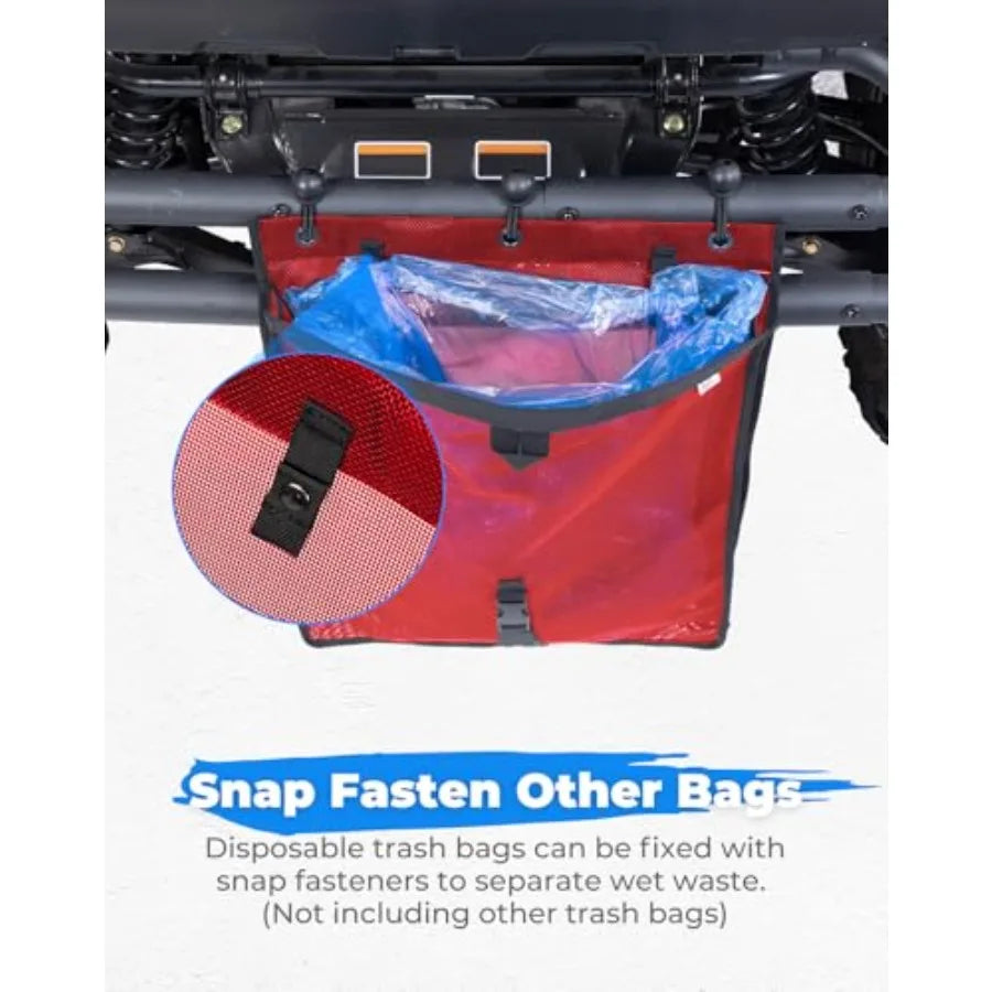 Universal Large Trash Bag for UTV/ATV, Dry-Wet Trash Sack, PVC Mesh Bag with Durable Reinforced Design and Secure Fastening.