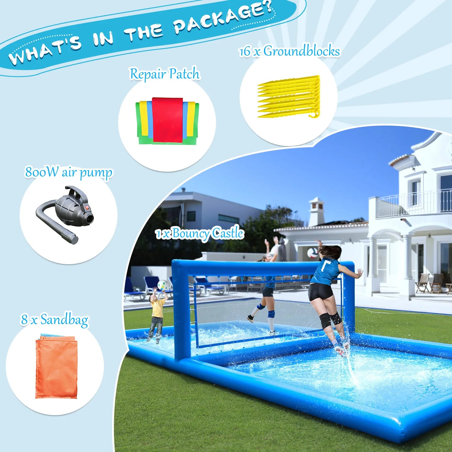 33ft Inflatable Outdoor Water Volleyball Pool