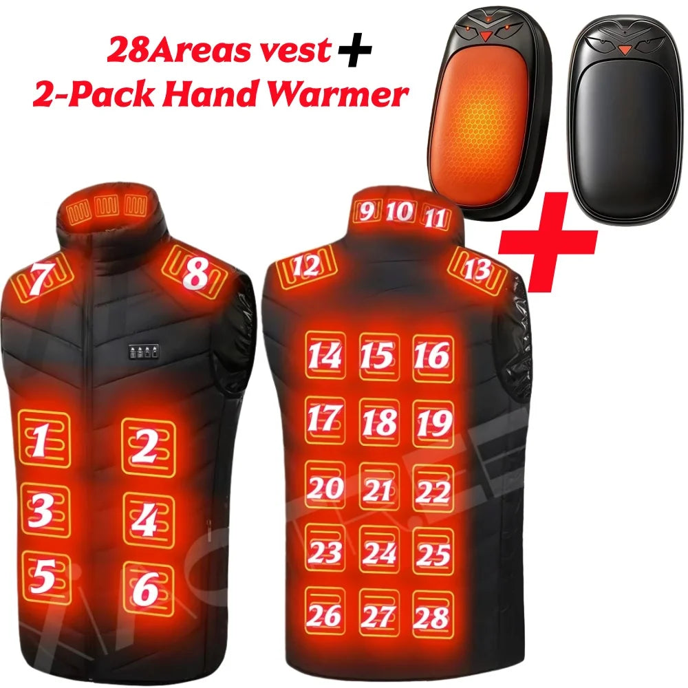 Heated Vest Men Jacket Heated Winter Women's Electric USB Heater Camping Jacket Man Thermal Vest Body Warmer Coat 6XL