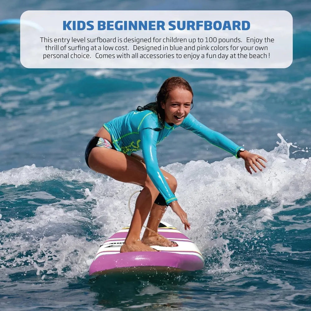 6’ FUNBOARD Surfboard Softboard Foam - Include (3) Fins 6’ Foot Leash and (2) Wood Stringers - Kids