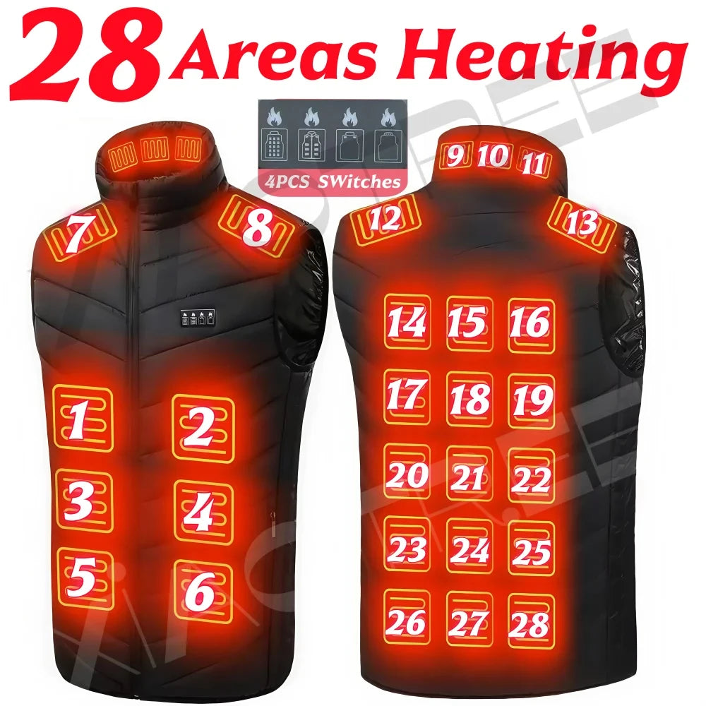 Heated Vest Men Jacket Heated Winter Women's Electric USB Heater Camping Jacket Man Thermal Vest Body Warmer Coat 6XL