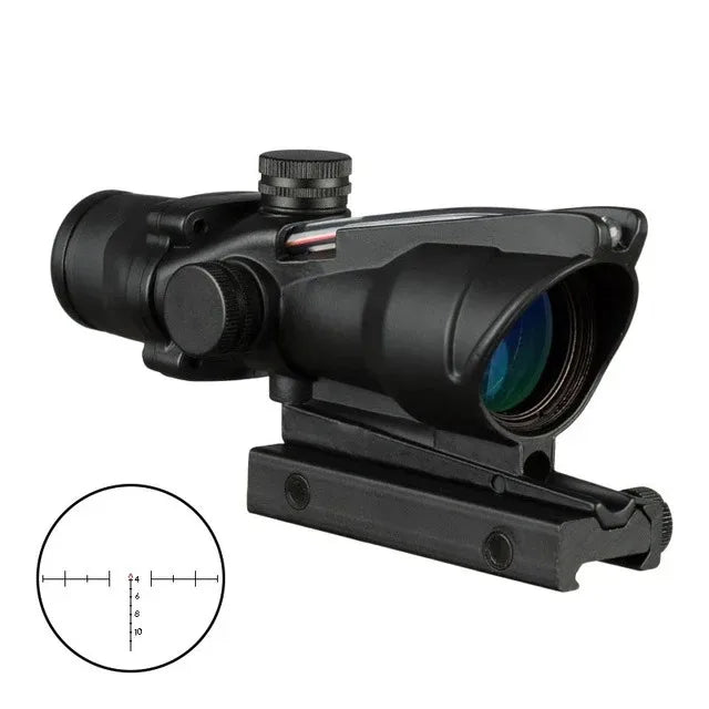 4X32 Hunting Scope Real Fiber Optics, Red Dot Illuminated Etched Reticle, Tactical Scope