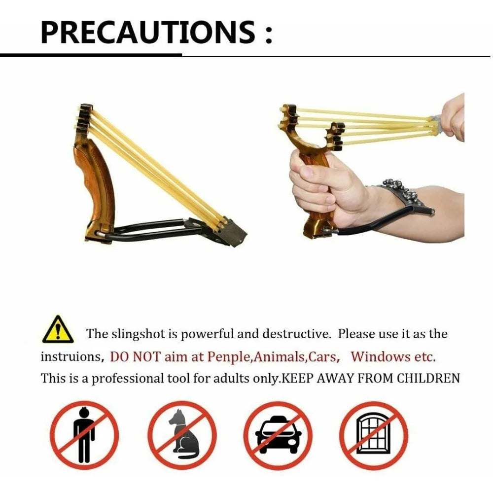 Competitive High Velocity Slingshot w/Folding Wrist Support