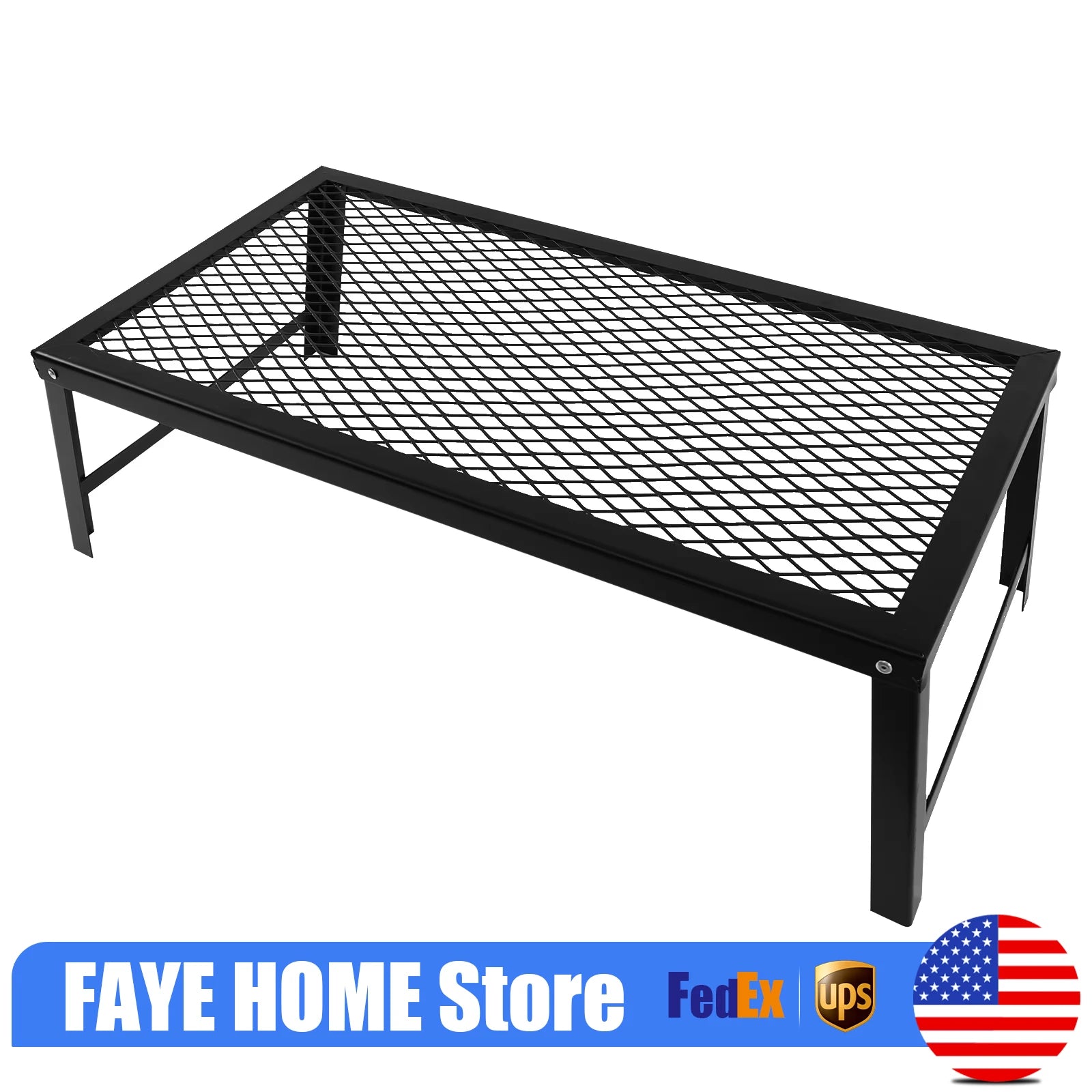 Foldable Camping Grill Fire Pit Grate Campfire Cooking Portable Stand Equipment