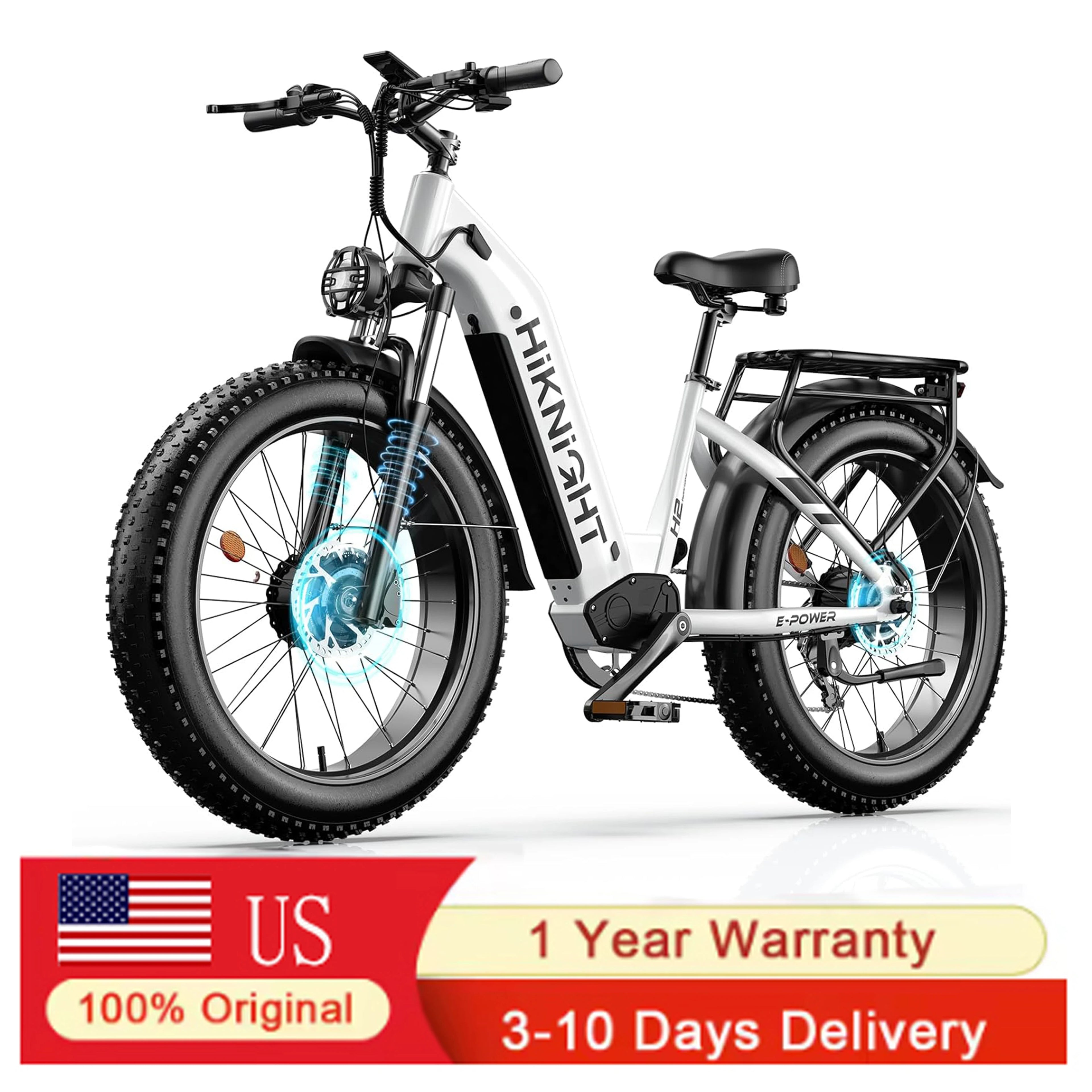 H2PRO Dual Motor Electric Bicycle, 26 Inch Wide Tire Fast Charging Version, Unisex Off-Road Mountain Electric Bicycle