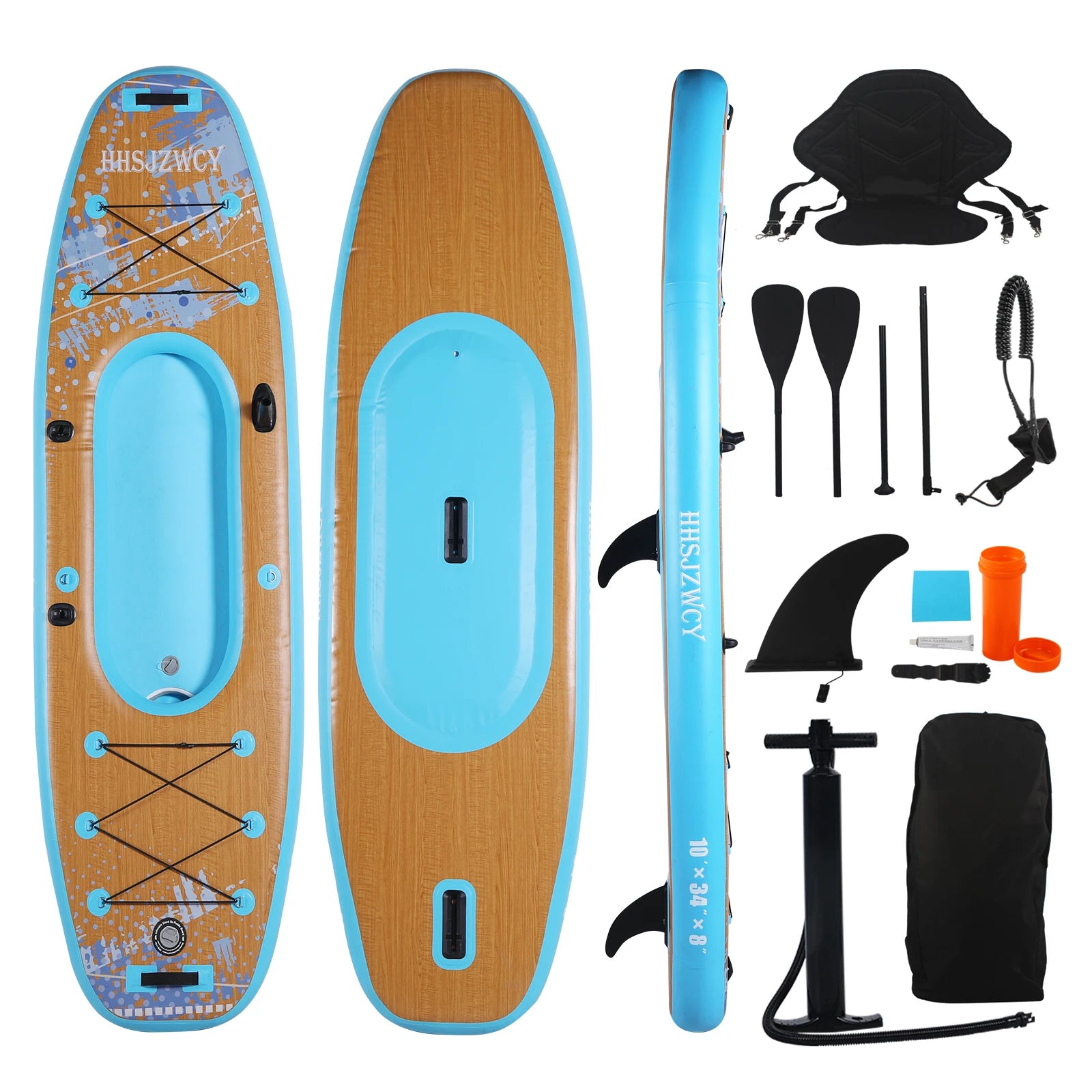 10' Inflatable Stand Up Paddle Board Kayak, 34'' Extra Wide w/Seat.