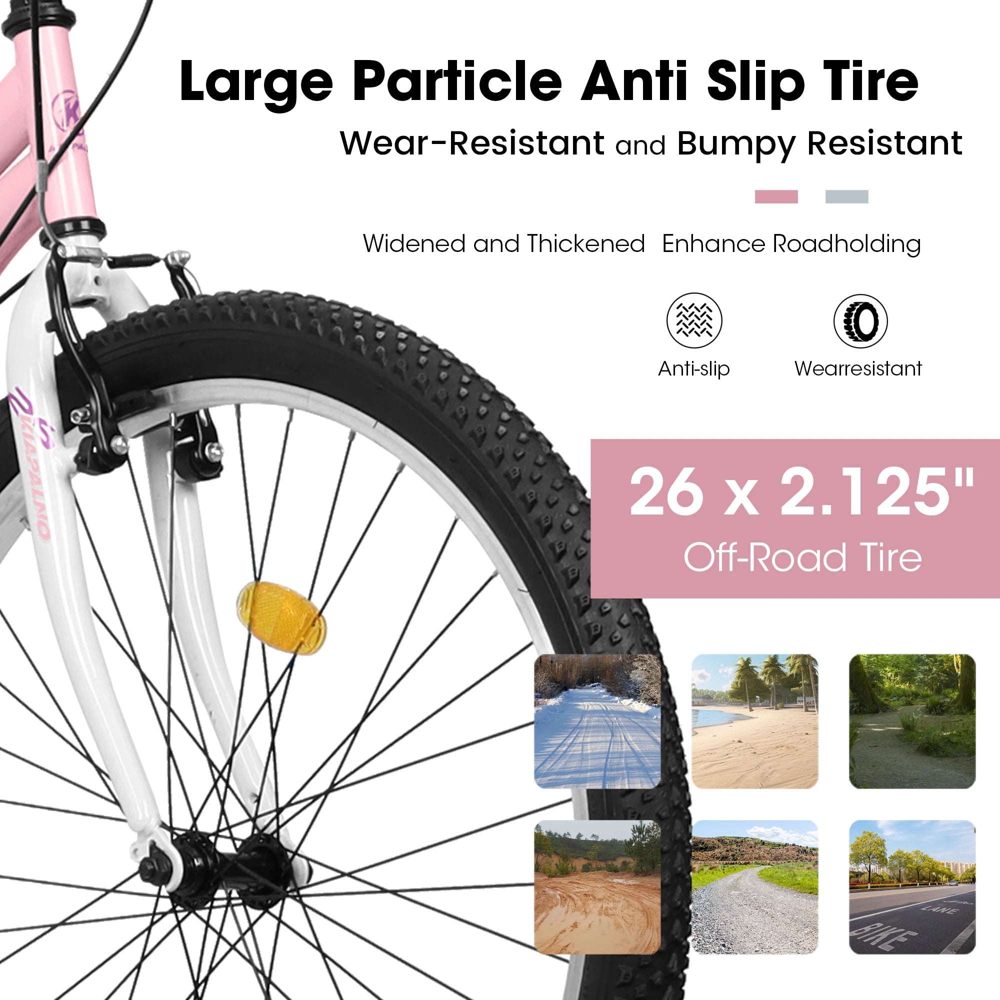 Women's/Girls 24-26 Inch Mountain Bike, 21 Speed Outdoor Cycling Bike, Women's Bicycles V-Brake High Carbon Steel Frame