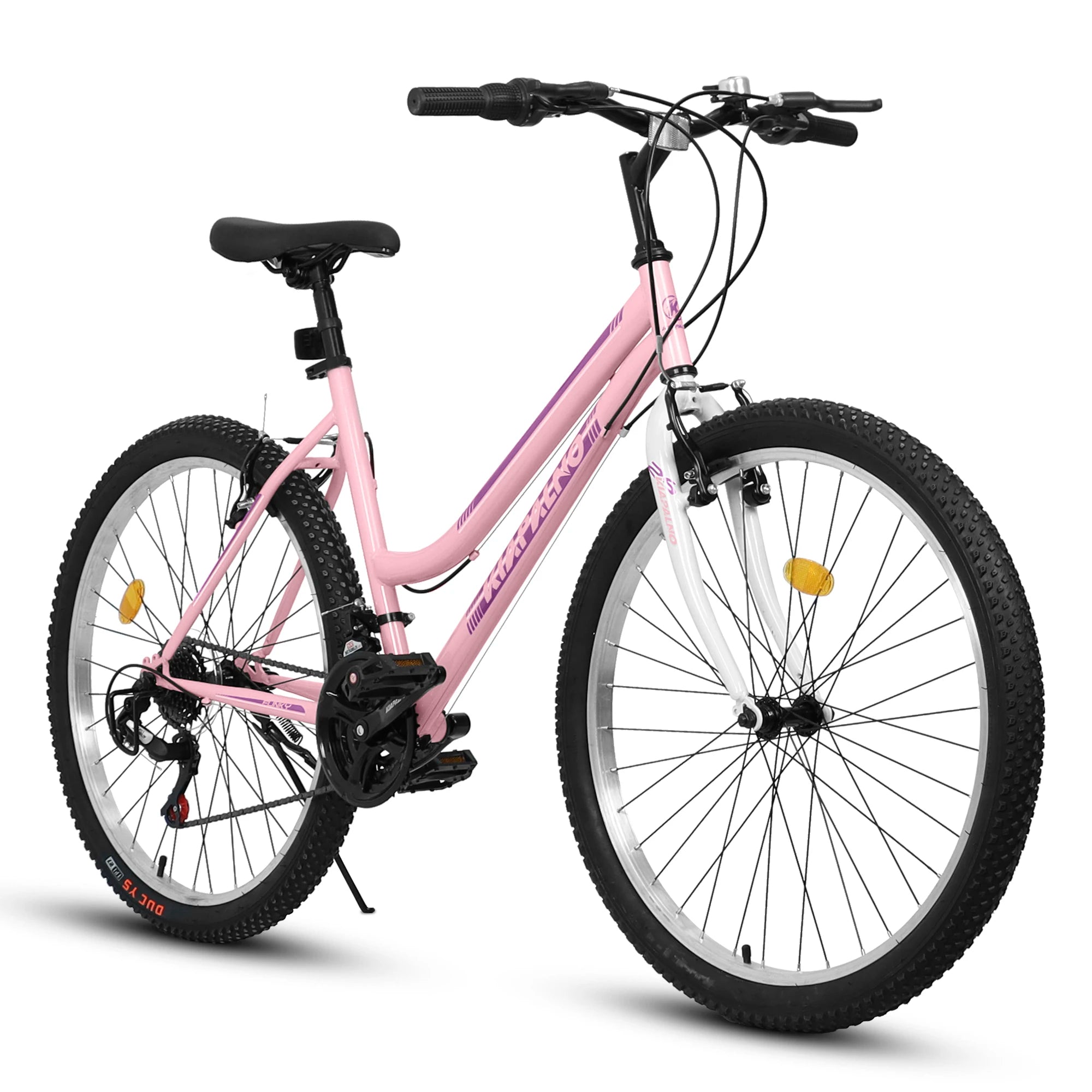 Women's/Girls 24-26 Inch Mountain Bike, 21 Speed Outdoor Cycling Bike, Women's Bicycles V-Brake High Carbon Steel Frame