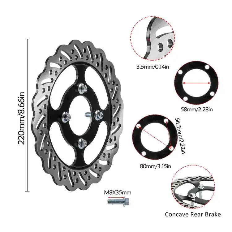 1 PC 220/240mm Front Rear Brake Disc Rotor 58mm for 150cc-350cc Dirt Pit Bike UTV ATV GO KART Accessories Pocket Bike 49cc Parts