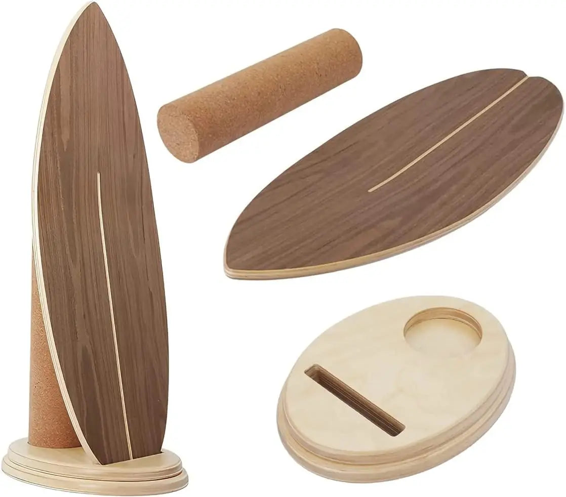 Balance Board Indoor Surfboard Surf Style Home Fitnwith Wheel for Exercise, Athletic Training and