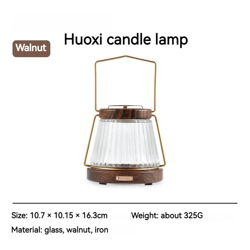 Candle Lantern, Walnut Outdoor Portable Camping Accessories, Novelty Camp Supplies, Ambient Lighting Camping Light.