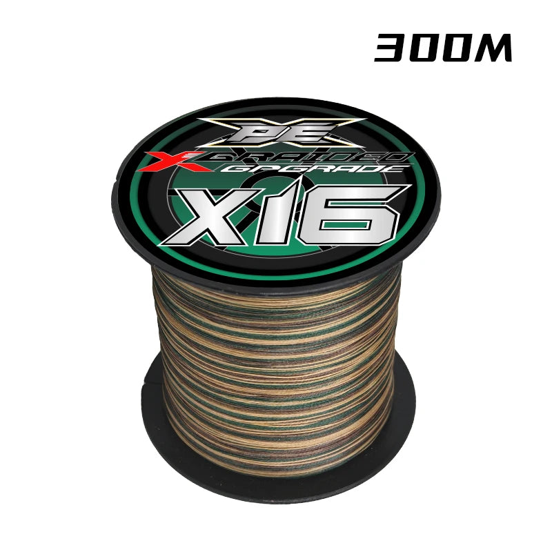 Fishing Line X16 Strands, Braided PE Line 300/500M, Smooth Multifilament Line, Carp Fly Fishing Wire Strong 16X Weave