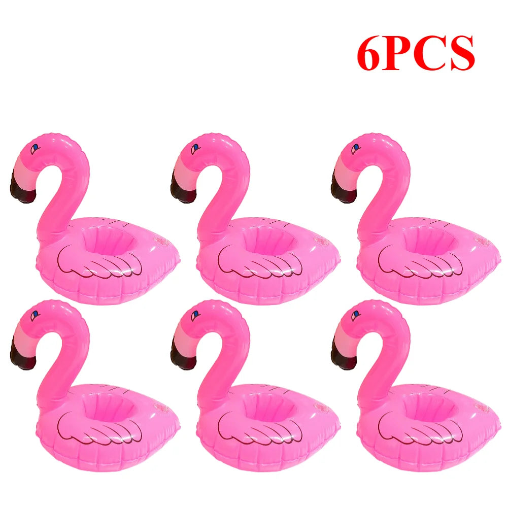 1-20 Pcs Tropical Flamingo Party Cup Holder, Inflatable Water Float Drink Cup Tray