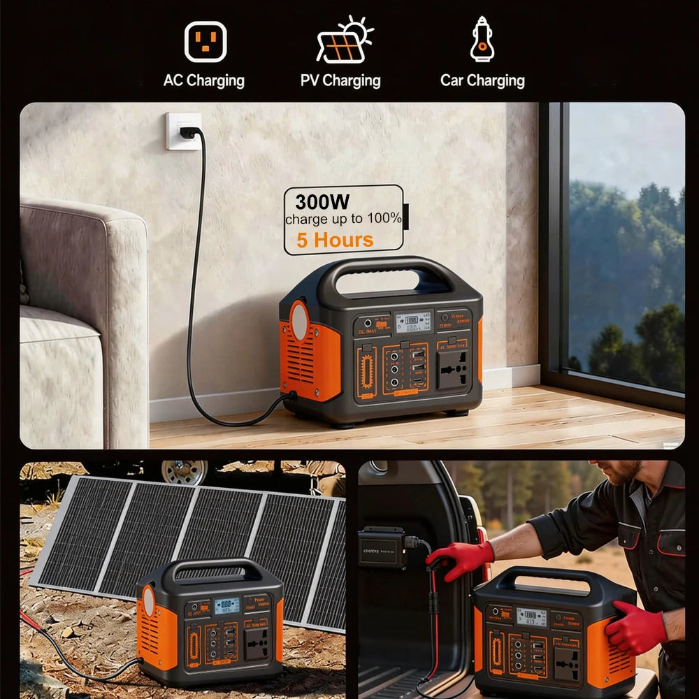 500W 300W Portable Power Station 460.8Wh LiFePO4 Battery Charging Station 110V Solar Generator Emergency Power Bank for Camping Travel