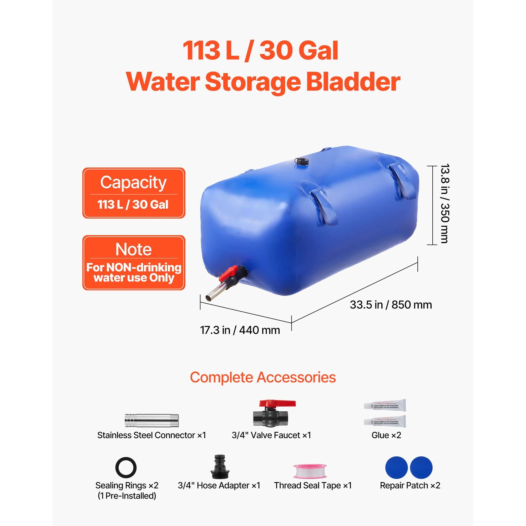 Water Storage Bladder, TPU Soft Water Bag Portable & Collapsible Water Storage Container, Outdoor Irrigation