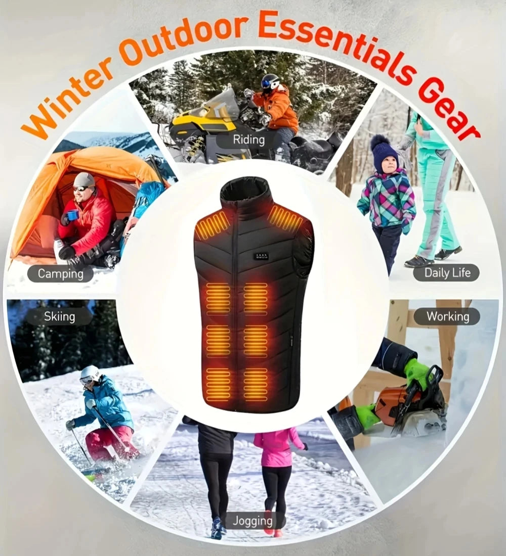Heated Vest Men Jacket Heated Winter Women's Electric USB Heater Camping Jacket Man Thermal Vest Body Warmer Coat 6XL